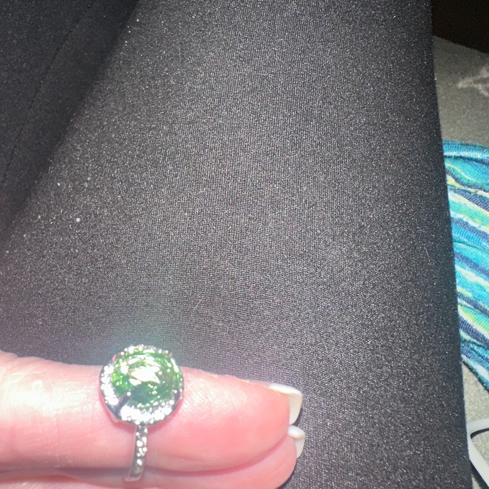 Elegant Green Gemstone Silver Ring